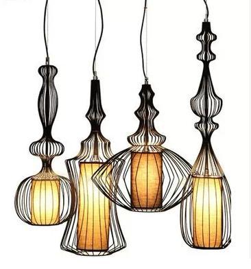  ö  ũ  Ƽ Ǳ Ʈ  Ƽ   ħ κ  Ʈ /Wrought iron birdcage creative instrument pendant lights vintage restaurant lamp bedroom foy
